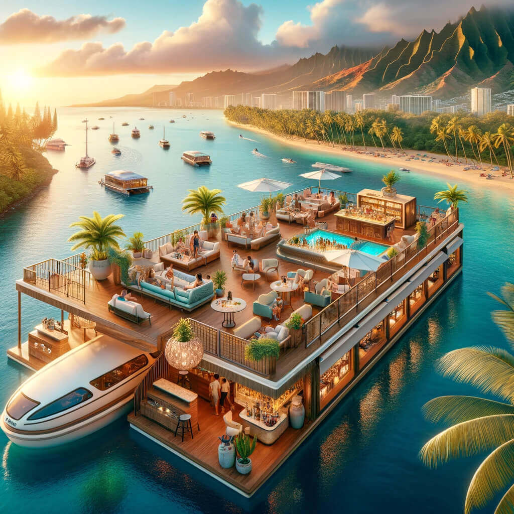 Oahu’s Favorite Floating Cocktail Lounge scene should capture a luxurious